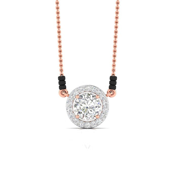 Ivana Jewels Charms & Pendant Rose Gold / 14KT 80 Pointers Round Cut Solitaire Diamond Halo Mangalsutra