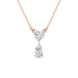 Ivana Jewels Charms & Pendant Rose Gold / 14KT Heart & Pear Shape Solitaire Diamonds Chain Pendant