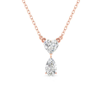Ivana Jewels Charms & Pendant Rose Gold / 14KT Heart & Pear Shape Solitaire Diamonds Chain Pendant