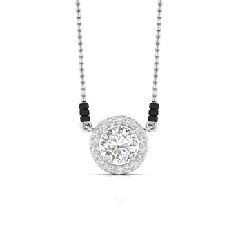 Ivana Jewels Charms & Pendant White Gold / 14KT 80 Pointers Round Cut Solitaire Diamond Halo Mangalsutra