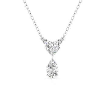 Ivana Jewels Charms & Pendant White Gold / 14KT Heart & Pear Shape Solitaire Diamonds Chain Pendant