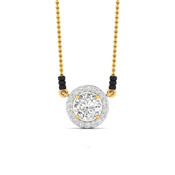 Ivana Jewels Charms & Pendant Yellow Gold / 14KT 80 Pointers Round Cut Solitaire Diamond Halo Mangalsutra
