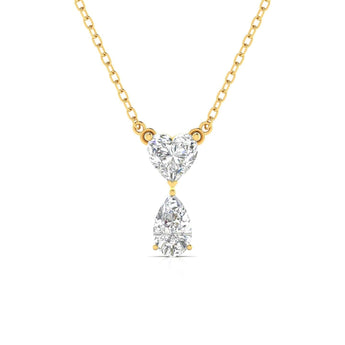 Ivana Jewels Charms & Pendant Yellow Gold / 14KT Heart & Pear Shape Solitaire Diamonds Chain Pendant