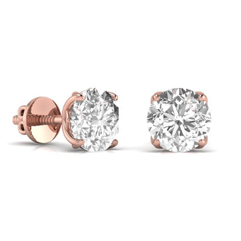 Ivana Jewels Earrings 1.5 Carats Each Round Diamond Four Prong Basket Setting Studs Earring