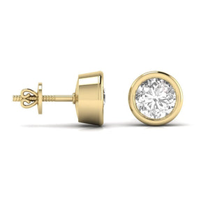 Ivana Jewels Earrings 1.5 Carats Each Round Solitaire Diamond Bezel Setting Studs Earring
