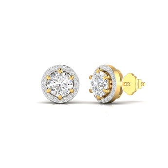 Ivana Jewels Earrings 1 Carat Each Round Diamonds Halo Studs Earring