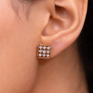 Ivana Jewels Earrings 14KT Geometric Brilliance Square Diamond Earrings