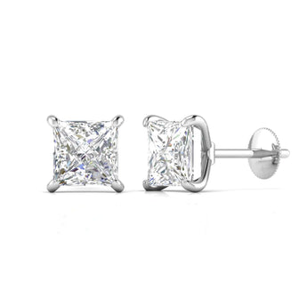 Ivana Jewels Earrings 2.5 Carats Each Princess Cut Diamonds Studs Earrings
