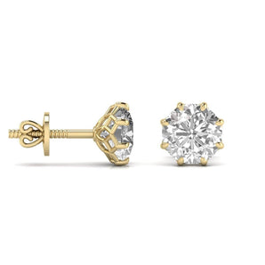 Ivana Jewels Earrings 3 Carat Each Solitaire Round Diamond 8 Prongs Setting Studs Earring