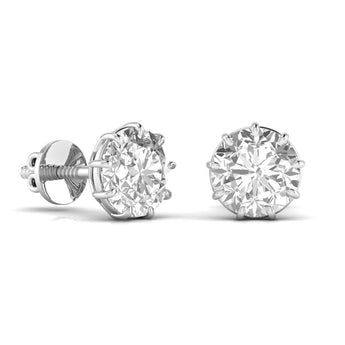 Ivana Jewels Earrings 3 Carat Solitaire Round Diamond 9 Prongs Setting Studs Earring
