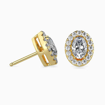Ivana Jewels Earrings 40 Pointers Oval Shape Centre Solitaire Diamond Studs Earring