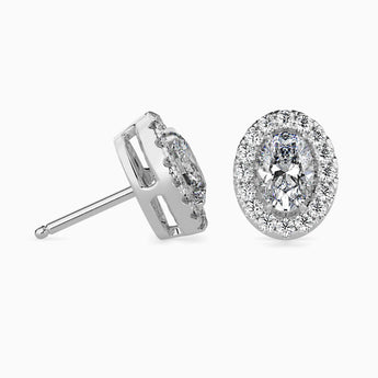 Ivana Jewels Earrings 40 Pointers Oval Shape Centre Solitaire Diamond Studs Earring