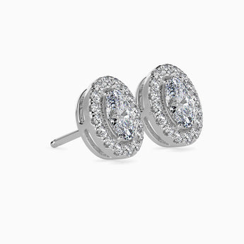 Ivana Jewels Earrings 40 Pointers Oval Shape Centre Solitaire Diamond Studs Earring