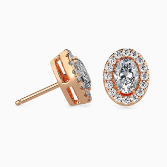 Ivana Jewels Earrings 40 Pointers Oval Shape Centre Solitaire Diamond Studs Earring