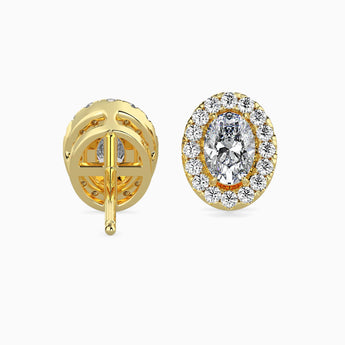 Ivana Jewels Earrings 40 Pointers Oval Shape Centre Solitaire Diamond Studs Earring