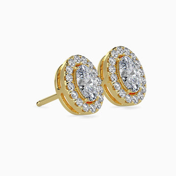 Ivana Jewels Earrings 40 Pointers Oval Shape Centre Solitaire Diamond Studs Earring