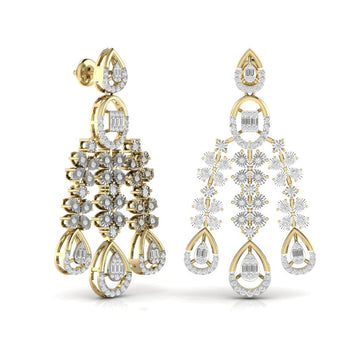 Ivana Jewels Earrings Classic Round Cut & Fancy Baguette Shape Diamonds Earring