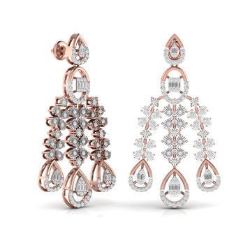 Ivana Jewels Earrings Classic Round Cut & Fancy Baguette Shape Diamonds Earring