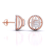 Ivana Jewels Earrings Fancy Baguette & Round Diamonds HALO Earrings