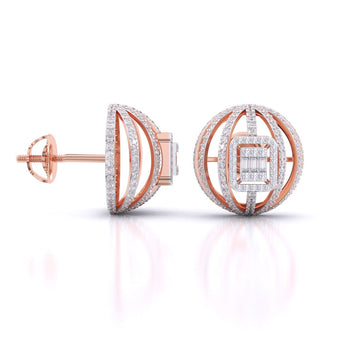 Ivana Jewels Earrings Fancy Baguette & Round Diamonds HALO Earrings