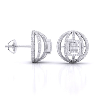 Ivana Jewels Earrings Fancy Baguette & Round Diamonds HALO Earrings