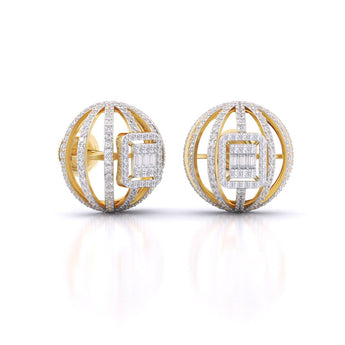 Ivana Jewels Earrings Fancy Baguette & Round Diamonds HALO Earrings