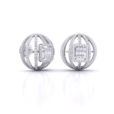 Ivana Jewels Earrings Fancy Baguette & Round Diamonds HALO Earrings