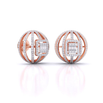 Ivana Jewels Earrings Fancy Baguette & Round Diamonds HALO Earrings