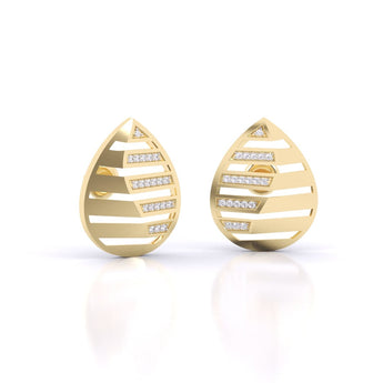 Ivana Jewels Earrings Gleaming Leaf Pattern Diamond Earrings