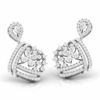 Ivana Jewels Earrings Pear & Round Cut Diamonds Encrusted Sides Drop Earring