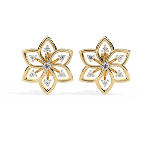 Ivana Jewels Earrings Pretty Flower Studs with Diamond Sparkle