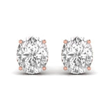 Ivana Jewels Earrings Rose Gold / 14KT 1.5 Carats Each Oval Shape Solitaire Diamond 4-Prong Setting Studs Earring