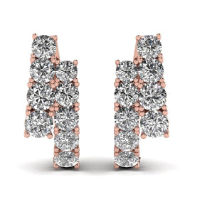 Ivana Jewels Earrings Rose Gold / 14KT 1.6 Carat Round Diamonds Hoop Huggies Earrings