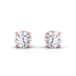 Ivana Jewels Earrings Rose Gold / 14KT 2 Carat Each Classic Solitaire Studs