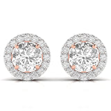 Ivana Jewels Earrings Rose Gold / 14KT 3.5 Carat Each Round Solitaire Diamonds Halo Stud Earring