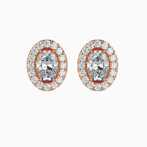 Ivana Jewels Earrings Rose Gold / 14KT 40 Pointers Oval Shape Centre Solitaire Diamond Studs Earring
