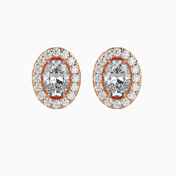 Ivana Jewels Earrings Rose Gold / 14KT 40 Pointers Oval Shape Centre Solitaire Diamond Studs Earring