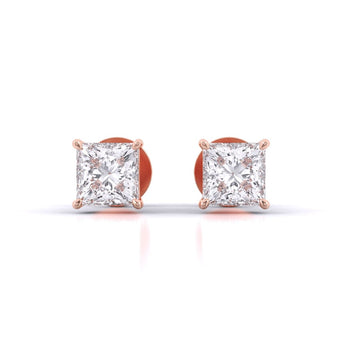 Ivana Jewels Earrings Rose Gold / 14KT Fancy Princess Shape studs Earrings