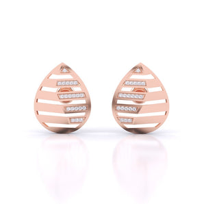 Ivana Jewels Earrings Rose Gold / 14KT Gleaming Leaf Pattern Diamond Earrings