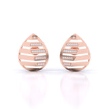 Ivana Jewels Earrings Rose Gold / 14KT Gleaming Leaf Pattern Diamond Earrings