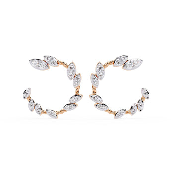 Ivana Jewels Earrings Rose Gold / 14KT Leaf Design Hoop Earrings