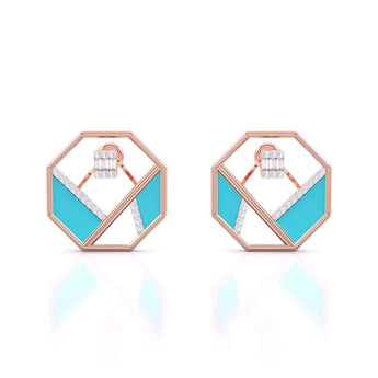 Ivana Jewels Earrings Rose Gold / 14KT Matrix Octagon Earrings
