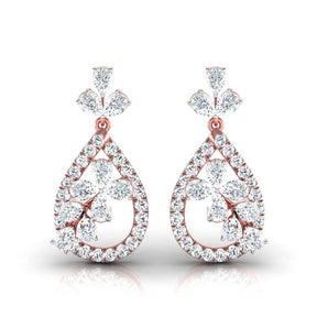 Ivana Jewels Earrings Rose Gold / 14KT Pear & Round Cut Diamond Teardrop Drop Earrings
