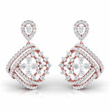 Ivana Jewels Earrings Rose Gold / 14KT Pear & Round Cut Diamonds Encrusted Sides Drop Earring