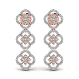Ivana Jewels Earrings Rose Gold / 14KT Round Cut Diamond Three Steps Drop Earring