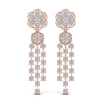 Ivana Jewels Earrings Rose Gold / 14KT Round Cut Diamonds Dangler Earring
