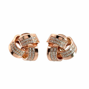 Ivana Jewels Earrings Rose Gold / 14KT Round Diamonds Knot Hoops Earrings