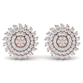 Ivana Jewels Earrings Rose Gold / 14KT Round Diamonds Studs For Her