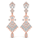 Ivana Jewels Earrings Rose Gold / 14KT Royal Style Round Cut Diamond Dangler Earring