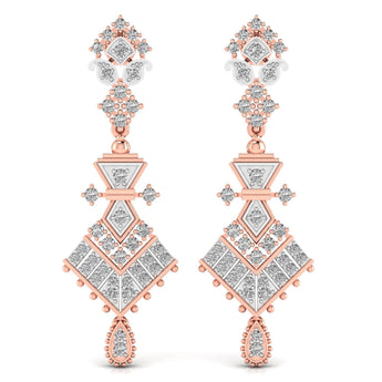 Ivana Jewels Earrings Rose Gold / 14KT Royal Style Round Cut Diamond Dangler Earring